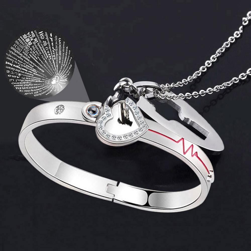 Personalized Couple's Bracelet and Key Necklace Set – Jadd Designs