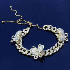 Iced Butterfly Anklet (3 Colors) 2 Sizes Cubic Zirconia